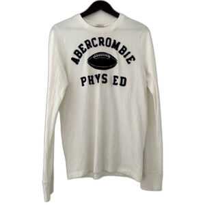 Abercrombie & Fitch Muscle Tee Mens M White Y2K Spell Out Patch PHYS ED VTG